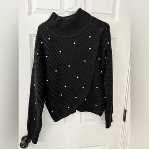 Black Express Sweater with Faux Diamonds